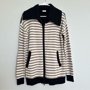 CAbi Striped Sweater with Black and Tan Accents